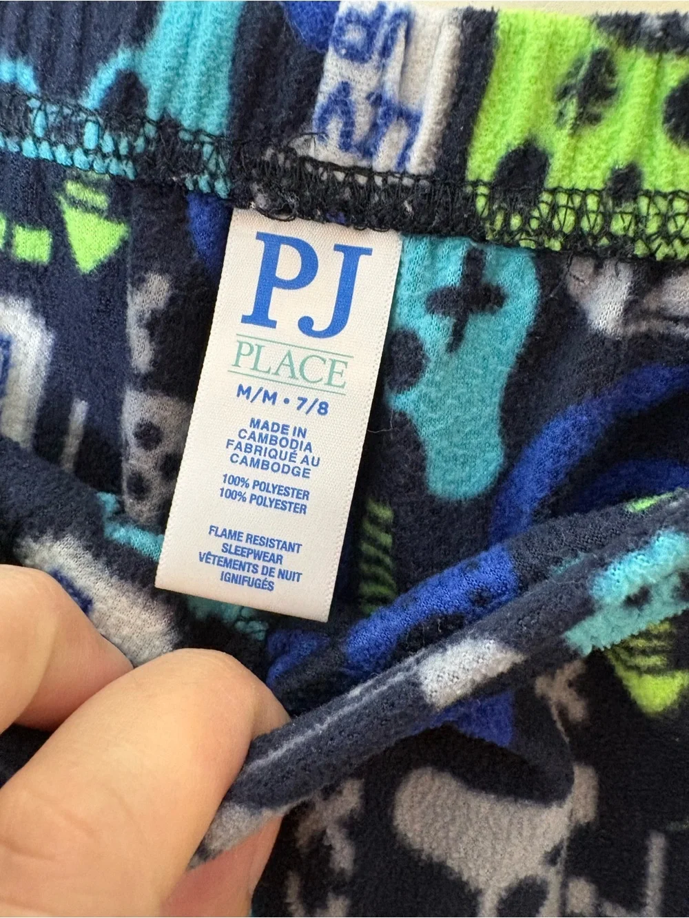 Children’s Place Boys Gaming Fleece Pajama Bottoms - Blue & Neon Green M 7/8